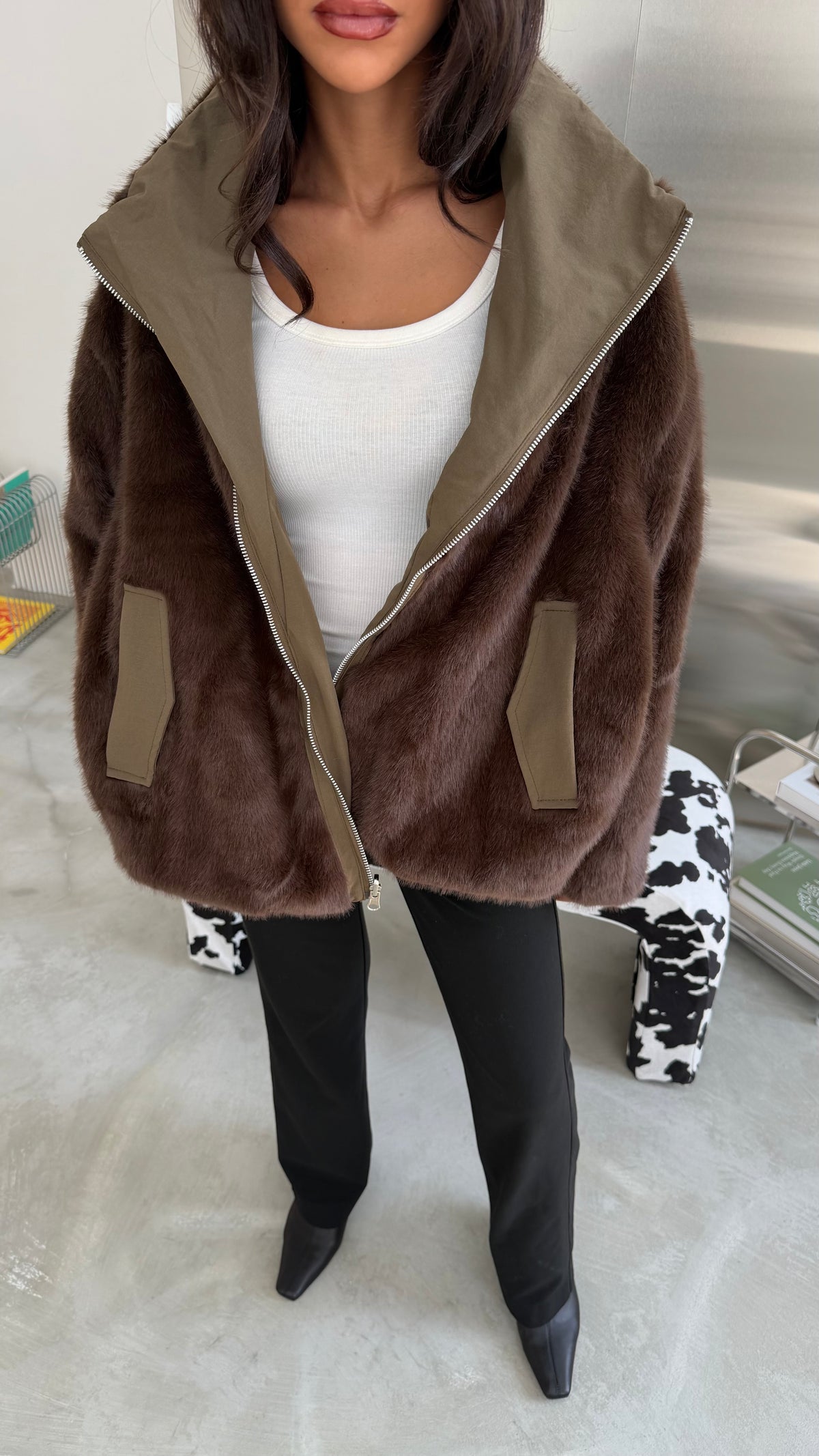 Double-faced jacket (parka-fur)