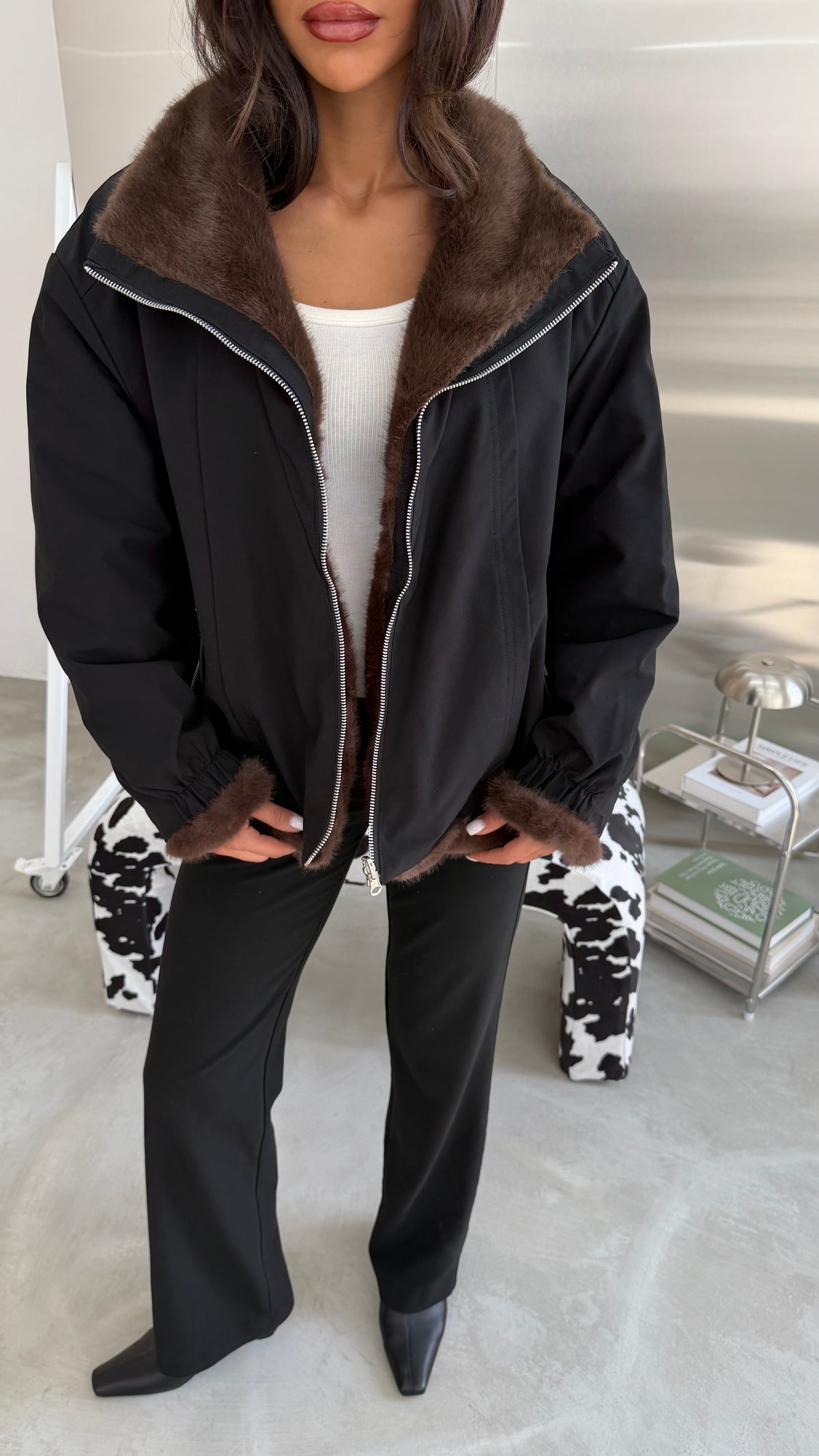 Double-faced jacket (parka-fur)